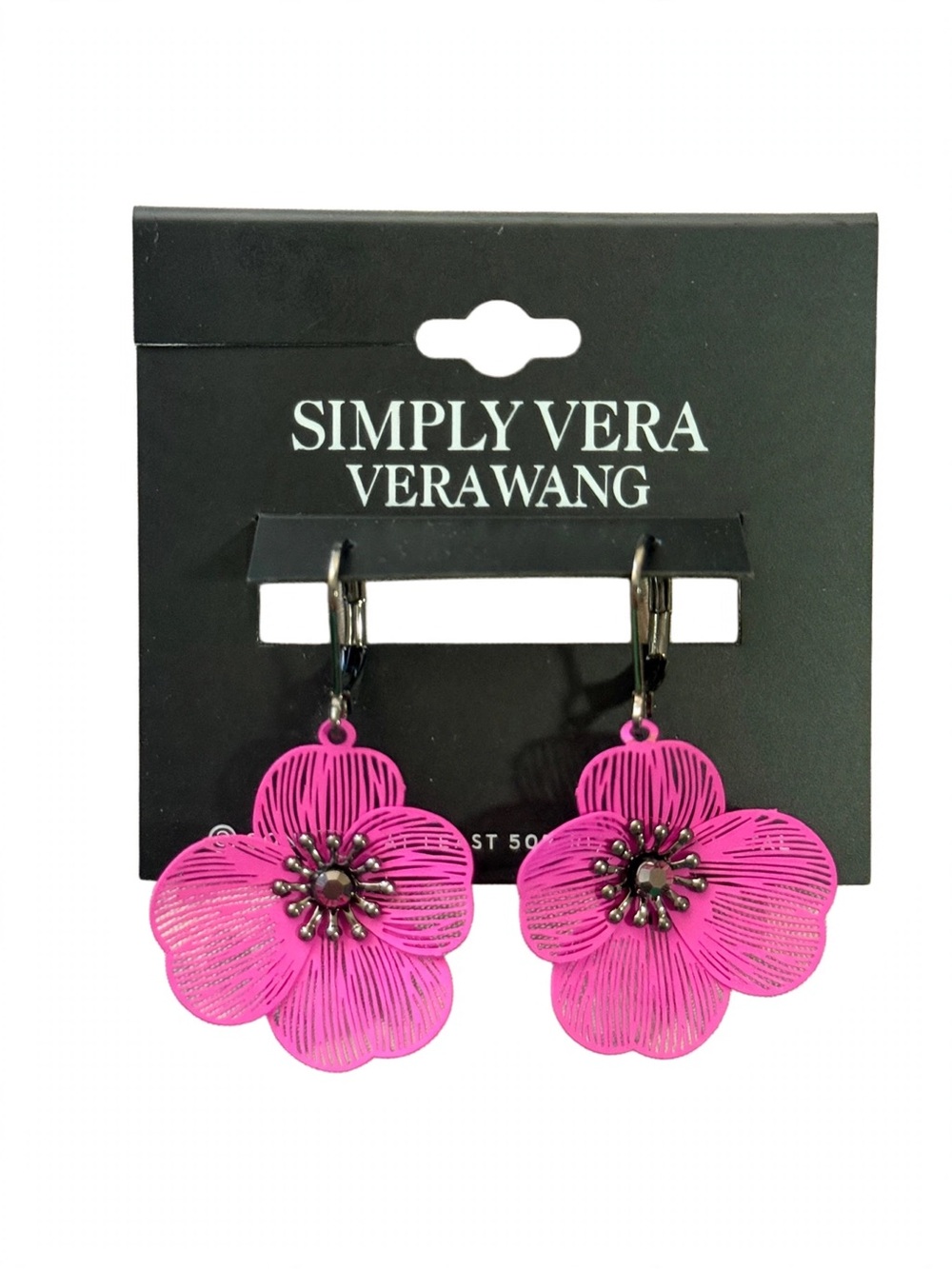 Simply Vera Vera Wang Hot Pink Floral Drop Earrings